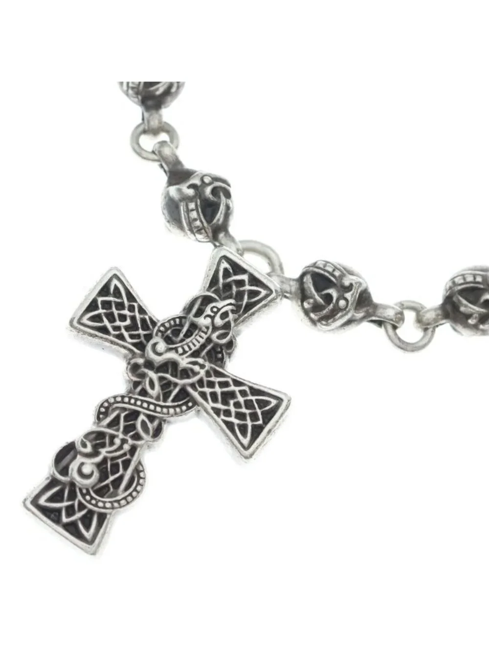 Chrome Hearts Celtic Crs Ball Cross Chain Necklace Silver